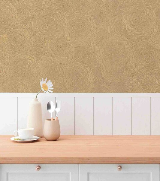 A.S. Création | Vliesová tapeta na stenu Hygge 3 79093-3 | 0,53 x 10,05 m | žltá, zlatá
