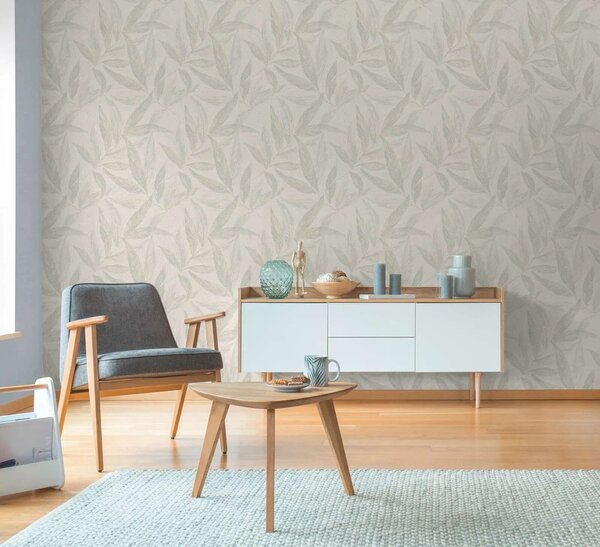 A.S. Création | Vliesová tapeta na stenu Hygge 3 79096-3 | 0,53 x 10,05 m | biela, metalická, béžová, šedá