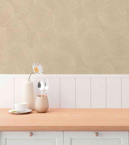 A.S. Création | Vliesová tapeta na stenu Hygge 3 79093-4 | 0,53 x 10,05 m | béžová, zlatá, krémová