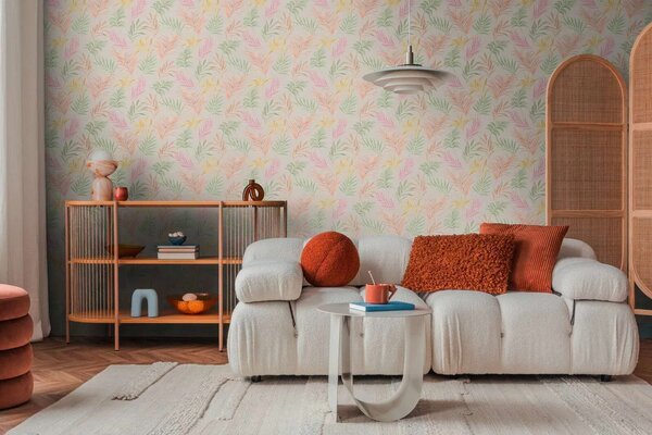 A.S. Création | Vliesová tapeta na stenu COSMO Living 79108-3 | 0,53 x 10,05 m | biela, ružová, marhuľová, zelená, bronzová