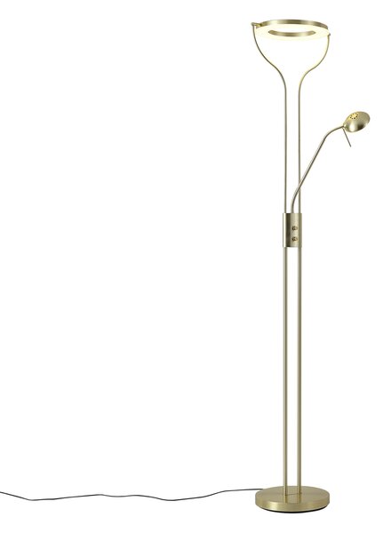 Moderná stojaca lampa zlatá s ramenom na čítanie vrátane LED a stmievača - Divo