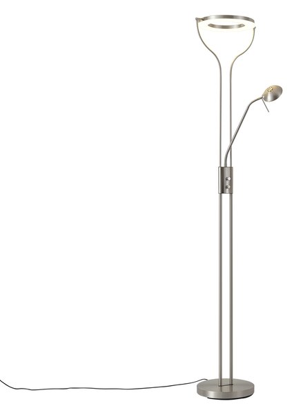 Moderná stojaca lampa oceľ s čítacím ramenom vrátane LED a stmievača - Divo