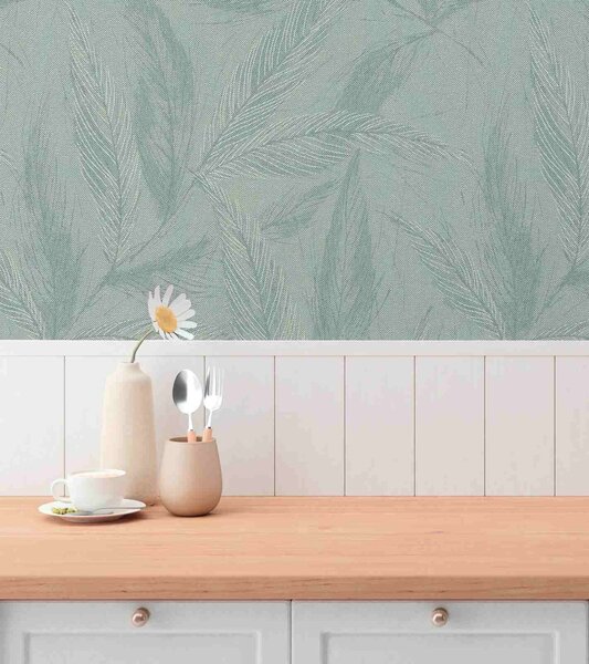 A.S. Création | Vliesová tapeta na stenu Hygge 3 79096-5 | 0,53 x 10,05 m | zelená, metalická, krémová