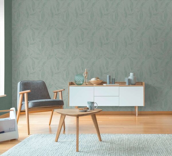 A.S. Création | Vliesová tapeta na stenu Hygge 3 79096-5 | 0,53 x 10,05 m | zelená, metalická, krémová