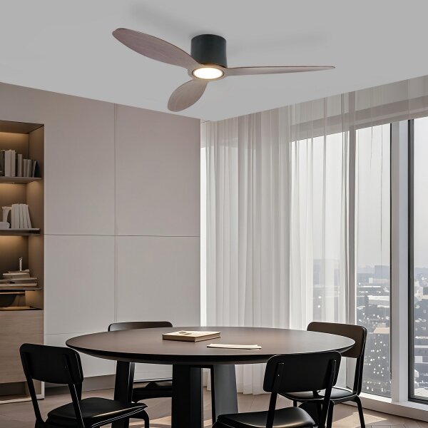 ZEVENTI - stropný LED ventilátor VENTORA LED/24W/230V Wi-Fi Tuya čierna/orech + diaľkové ovládanie
