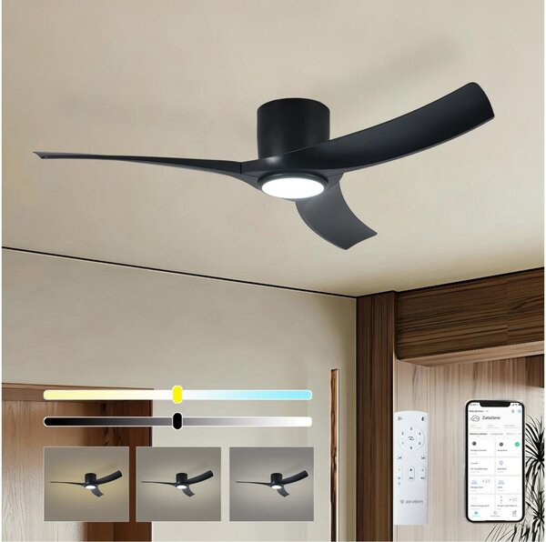 ZEVENTI - LED stropný ventilátor ORBITO LED/24W/230V Wi-Fi Tuya čierny + diaľkový ovládač