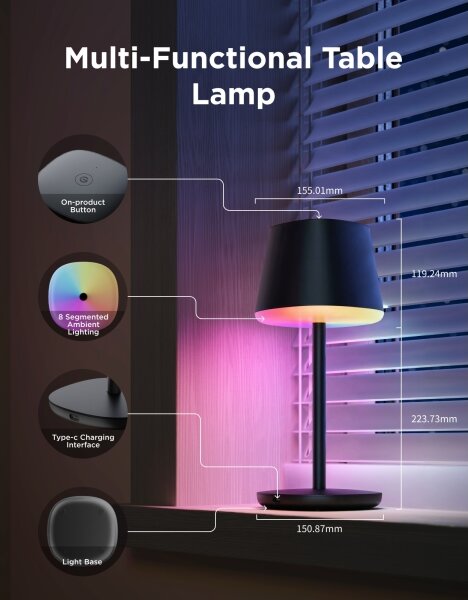 Govee - LED RGBICWW Stmievateľná stolná lampa CLASSIC MATTER LED/10W/5V Wi-Fi