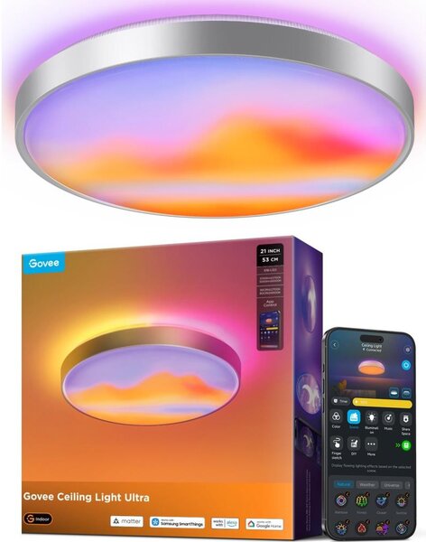 Govee - LED RGBICWW stmievateľné stropné svietidlo LED/55W/230V priemer 53 cm Matter Wi-Fi