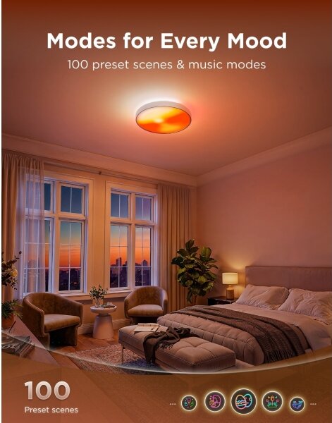 Govee - LED RGBICWW stmievateľné stropné svietidlo LED/55W/230V priemer 53 cm Matter Wi-Fi