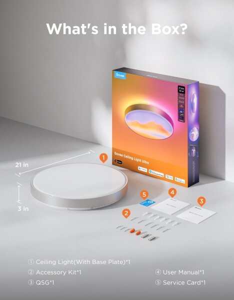 Govee - LED RGBICWW stmievateľné stropné svietidlo LED/55W/230V priemer 53 cm Matter Wi-Fi