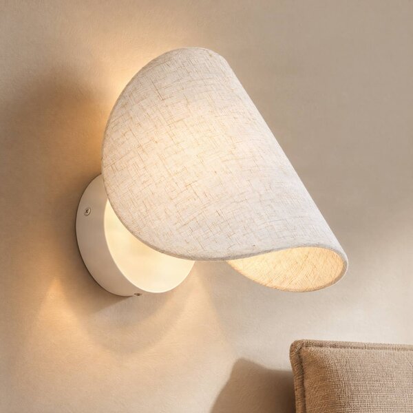 Lucande LED nástenné svetlo Tamani, béžové, ľanové, stmievateľné, Krémová / jantárovo žltá, Obývacia izba / jedáleň, Textil / látka / hodváb, Dizajn, Nástenné svetlá