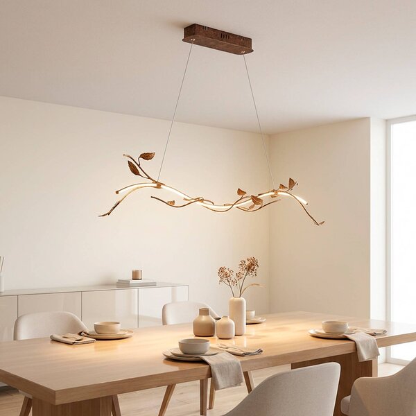 JUST LIGHT. GmbH LED závesné svietidlo Aurelia, hrdzavo-hnedé, kovové, 2 700 K, stmievateľné, Hnedá / hrdzavá, Obývacia izba / jedáleň, kov, Florentský, Závesné svietidlo