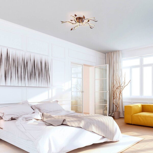 JUST LIGHT. GmbH Stropné LED svetlo Aurelia, hrdzavo hnedé, kov, 2 700 K, stmievateľné, Hnedá / hrdzavá, Obývacia izba / jedáleň, kov, Florentský