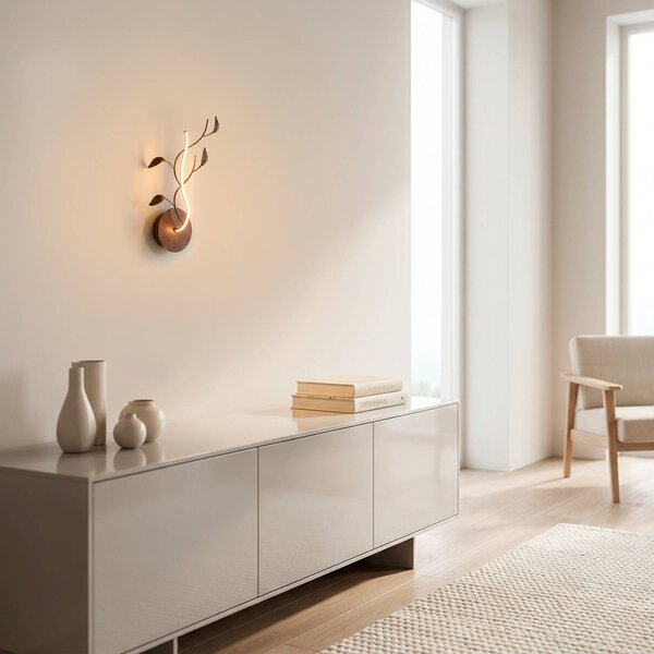 JUST LIGHT. GmbH LED nástenné svetlo Aurelia, hrdzavohnedá, kov, 2 700 K, Hnedá / hrdzavá, Obývacia izba / jedáleň, kov, Florentský, Nástenné svietidlo