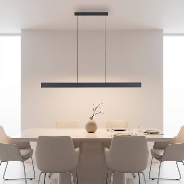JUST LIGHT. GmbH LED závesné svietidlo Adina, čierne, kovové, 3 000 K, smerom nahor/nadol, Čierna, Obývacia izba / jedáleň, Hliník, Moderný, Závesné svietidlo