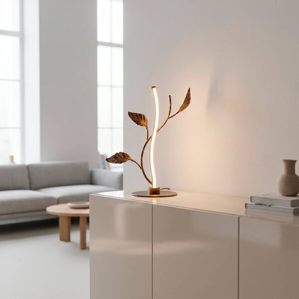 JUST LIGHT. GmbH Stolová LED lampa Aurelia, hrdzavo-hnedá, kov, 2 700 K, stmievač, Hnedá / hrdzavá, Obývacia izba / jedáleň, kov, Florentský