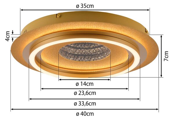 JUST LIGHT. GmbH Stropné LED svetlo Cichio, matná zlatá farba, železo, 3 000 K, Mosadz / zlato, Obývacia izba / jedáleň, kov, Moderný, Závesné svietidlo