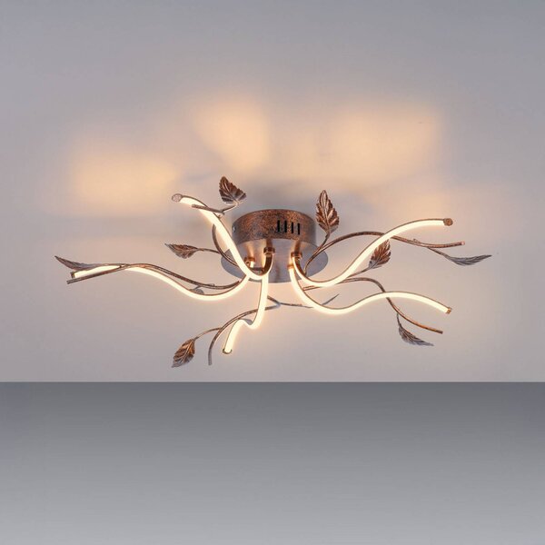JUST LIGHT. GmbH Stropné LED svetlo Aurelia, hrdzavo hnedé, kov, 2 700 K, stmievateľné, Hnedá / hrdzavá, Obývacia izba / jedáleň, kov, Florentský
