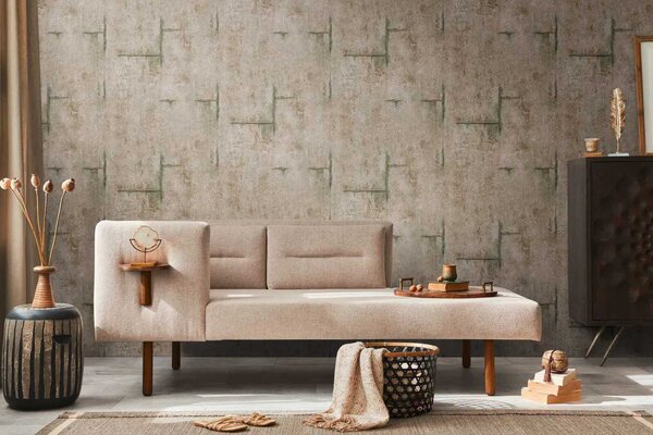 A.S. Création | Vliesová tapeta na stenu COSMO Living 79085-4 | 0,53 x 10,05 m | hnedá, béžová, zelená, zlatá