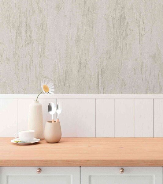 A.S. Création | Vliesová tapeta na stenu Hygge 3 79094-2 | 0,53 x 10,05 m | šedá, krémová, metalická