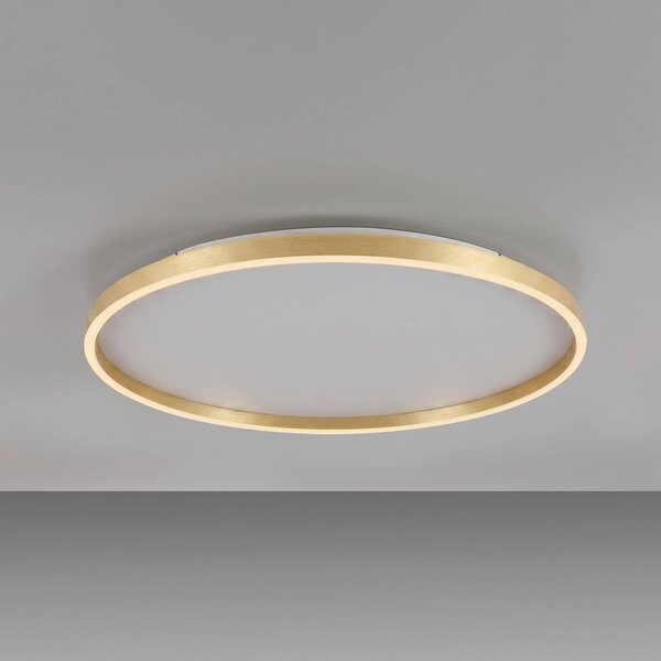 JUST LIGHT. GmbH Stropné LED svetlo Madlen, zlatá farba, Ø 60 cm, hliník, 3000 K, stmievateľné, Mosadz / zlato, Obývacia izba / jedáleň, kov, Moderný, Závesné svietidlo