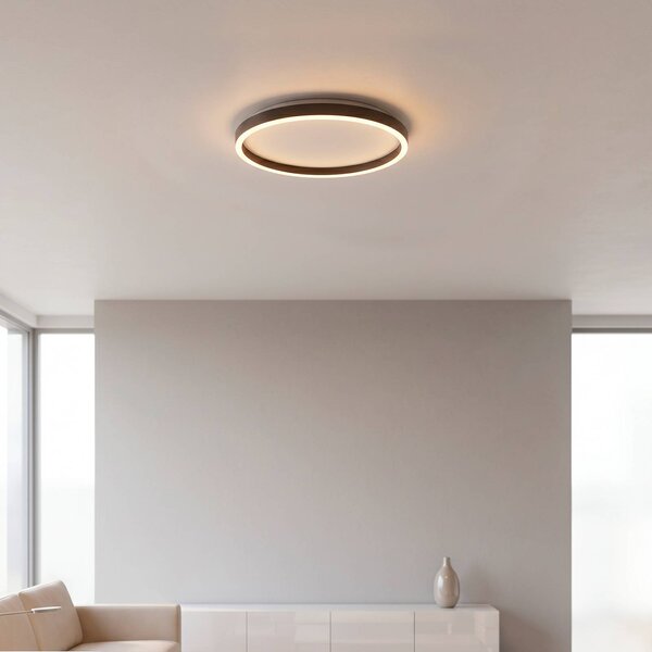 JUST LIGHT. GmbH Stropné LED svetlo Madlen, čierne, Ø 40 cm, hliník, 3 000 K, stmievateľné, Čierna, Obývacia izba / jedáleň, kov, Moderný, Závesné svietidlo