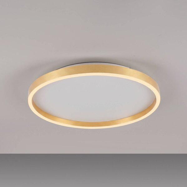 JUST LIGHT. GmbH Stropné LED svetlo Madlen, zlatá farba, Ø 40 cm, hliník, 3000 K, stmievateľné, Mosadz / zlato, Obývacia izba / jedáleň, kov, Moderný, Závesné svietidlo