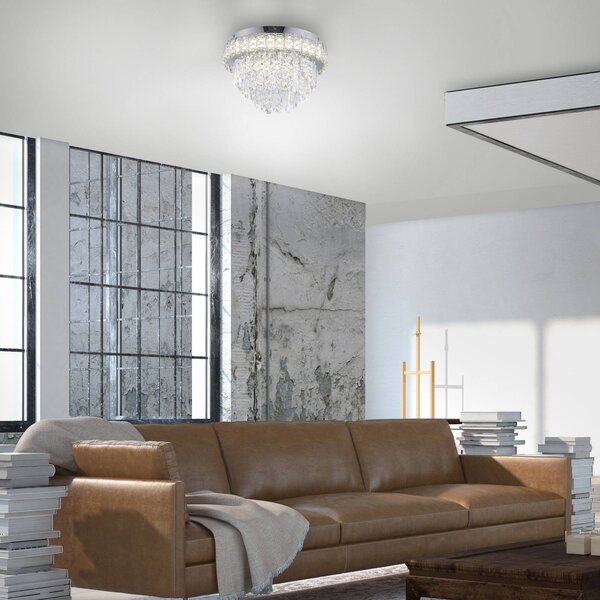 JUST LIGHT. GmbH Stropné LED svetlo Kulunka, chróm/číre, železo/sklo, 4 000 K, Chrómová / strieborná, Obývacia izba / jedáleň, Nehrdzavejúca oceľ, Závesné svietidlo
