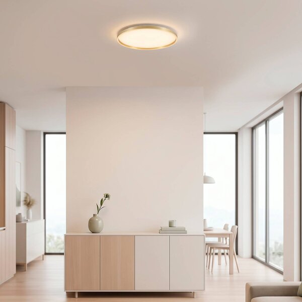 JUST LIGHT. GmbH Stropné LED svetlo Madlen, zlatá farba, Ø 60 cm, hliník, 3000 K, stmievateľné, Mosadz / zlato, Obývacia izba / jedáleň, kov, Moderný, Závesné svietidlo