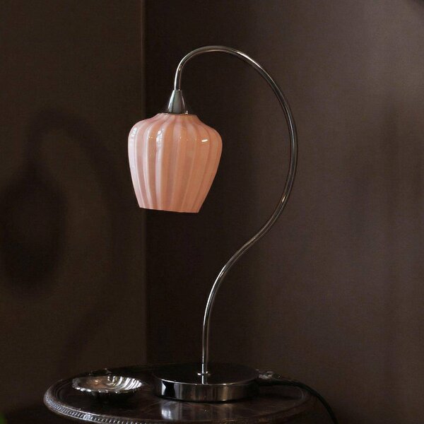 PR Home Stolová lampa Amalfi, marhuľová/chrómová, výška 51 cm, sklo, E14, Chrómová / strieborná, Chodba, kov, Škandinávsky, Stojacie svietidlo