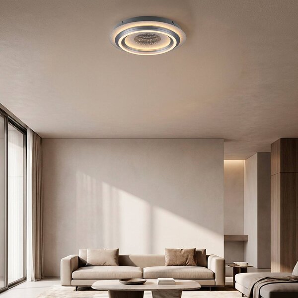 JUST LIGHT. GmbH Stropné LED svetlo Cichio, strieborná farba, železo, 3 000 K, Hliník / sivá / zinok, Obývacia izba / jedáleň, kov, Moderný, Závesné svietidlo