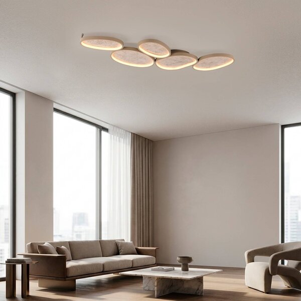 JUST LIGHT. GmbH Stropné LED svetlo Moonbraker 5, pieskovo béžová, 3 000 K, stmievateľné, Hnedá / hrdzavá, Obývacia izba / jedáleň, Hliník, Moderný, Stropné svetlo