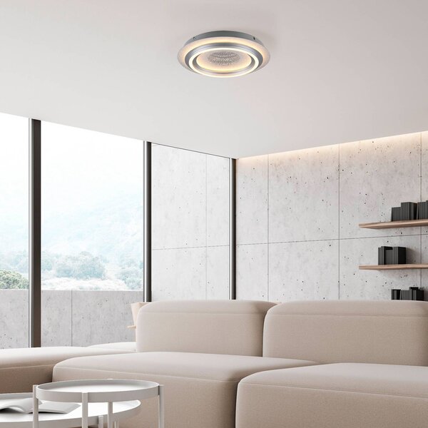 JUST LIGHT. GmbH Stropné LED svetlo Cichio, strieborná farba, železo, 3 000 K, Hliník / sivá / zinok, Obývacia izba / jedáleň, kov, Moderný, Závesné svietidlo