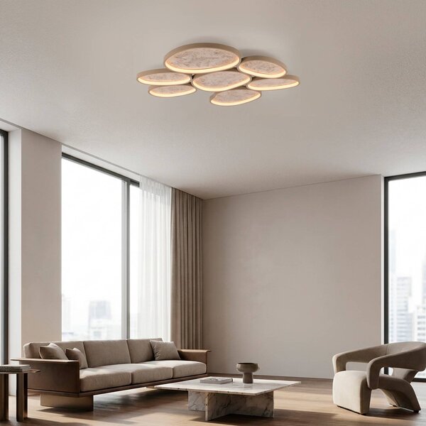 JUST LIGHT. GmbH Stropné LED svetlo Moonbraker 7, pieskovo béžové, 3 000 K, stmievateľné, Hnedá / hrdzavá, Obývacia izba / jedáleň, Hliník, Moderný, Stropné svetlo