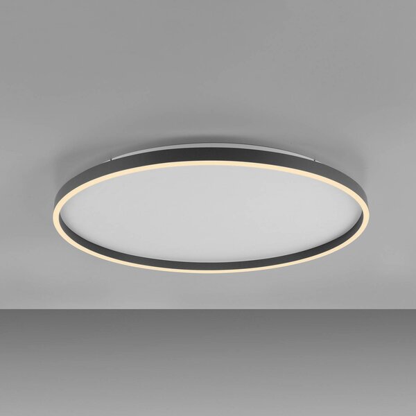 JUST LIGHT. GmbH Stropné LED svetlo Madlen, čierne, Ø 60 cm, hliník, 3 000 K, stmievateľné, Čierna, Obývacia izba / jedáleň, kov, Moderný, Závesné svietidlo