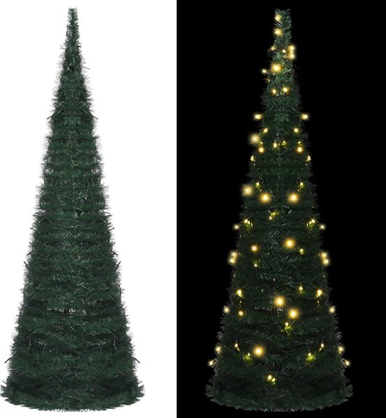 Rozkladací osvetlený umelý vianočný stromček, zelený 180 cm