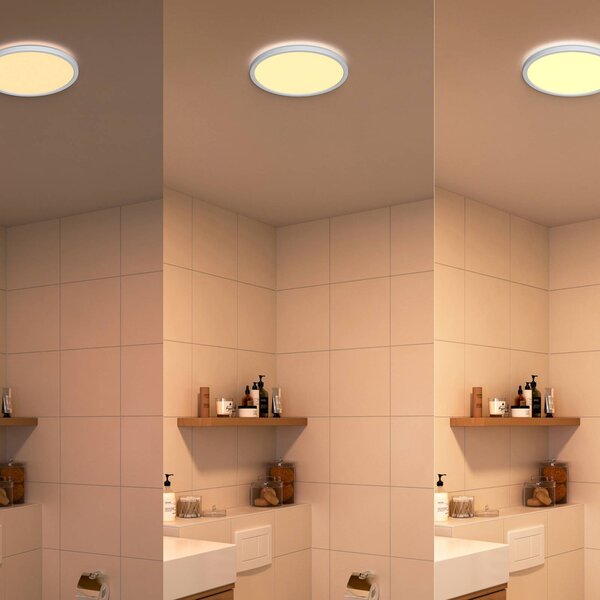 Philips LED SuperSlim 2-dielna sada biela IP44 Ø 25 cm 2 700 K, Biela / opálová, Pracovňa / Kancelária, Plast, Moderný, Závesné svietidlo
