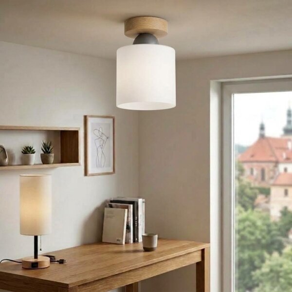 BRILAGI - LED Stropné svietidlo RETRO GLASS 1xE27/60W/230V pr. 10 cm dub/biela