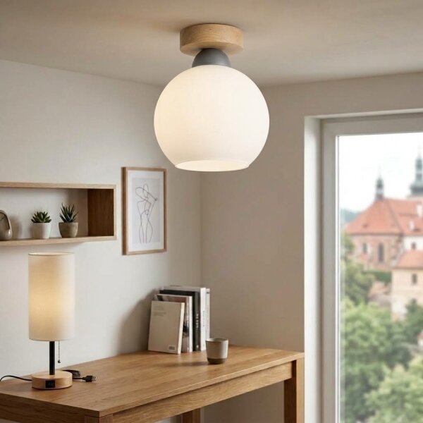 BRILAGI - LED stropné svietidlo RETRO GLASS 1xE27/60W/230V priemer 15 cm dub/biela