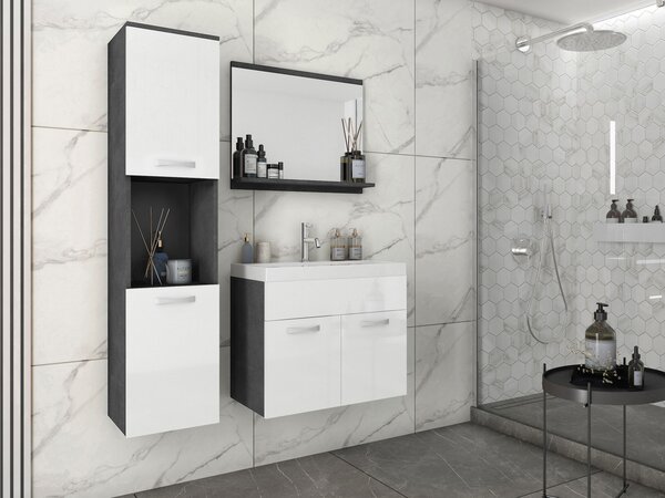Mirjan24 Kúpelňový nábytok Floryna, Farby: matera / biely lesk, Sifón: bez sifónu, Umývadlová batéria: nie 5903211138683