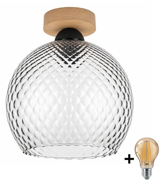 BRILAGI - LED stropné svietidlo R GLASS 1xE27/60W/230V priemer 25 cm dub/dymovošedá