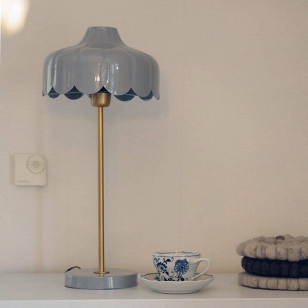 PR Home Stolová lampa Wells, modrá/zlatá farba Výška 50 cm, Modrá, Obývacia izba / jedáleň, kov, Stojacie svietidlo