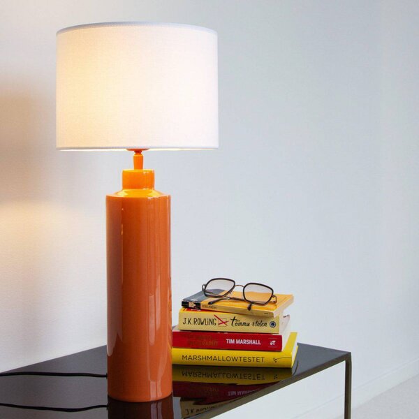 PR Home Stolová lampa Solo, oranžová/biela, výška 65 cm, Žltá / oranžová, Obývacia izba / jedáleň, Textil / látka / hodváb, Moderný, Stojacie svietidlo
