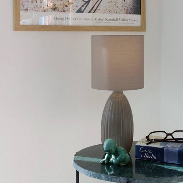 PR Home Stolová lampa Uno, hnedá, výška 37 cm, textil/keramika, Hnedá / hrdzavá, Obývacia izba / jedáleň, Keramický, Moderný, Stojacie svietidlo