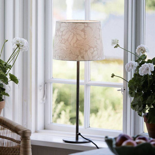 PR Home Stolová lampa BASE ACANTHUS, biela/strieborná, 58 cm, Biela / opálová, Obývacia izba / jedáleň, kov, Stojacie svietidlo