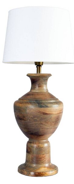Stolová lampa Alma, biela/hnedá, výška 69 cm, drevo/textil, Biela / opálová, Obývacia izba / jedáleň, Drevo, Stojacie svietidlo