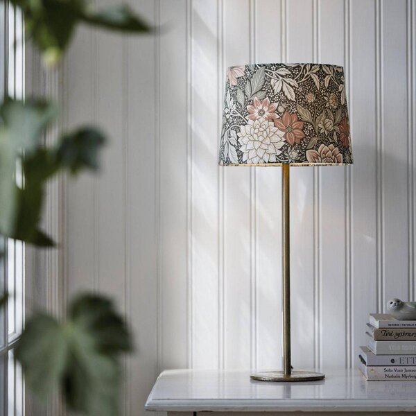 PR Home Stolová lampa BASE DAHLIA, zelená, výška 58 cm, látka, Zelená, Obývacia izba / jedáleň, kov, Stojacie svietidlo