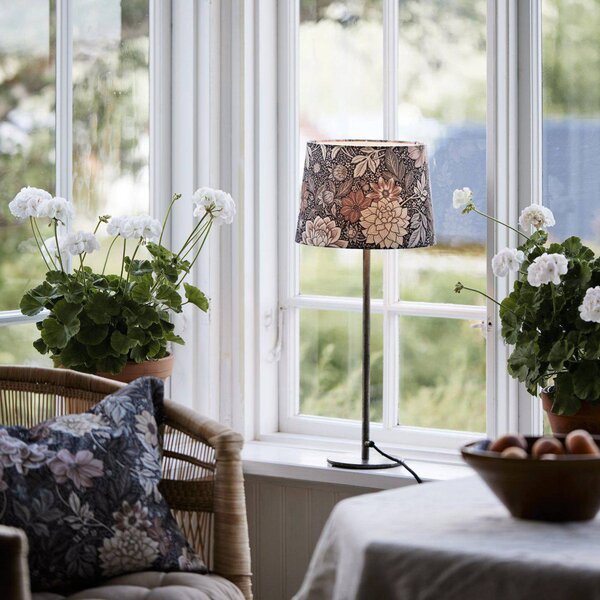 PR Home Stolová lampa BASE DAHLIA, hnedá, výška 58 cm, látka, Hnedá / hrdzavá, Obývacia izba / jedáleň, kov, Stojacie svietidlo