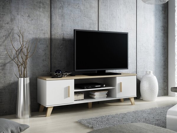 Mirjan24 TV skrinka Sanna 160 2D2K RTV, Farby: briliantovo biela matná / dub sonoma 5902928126259