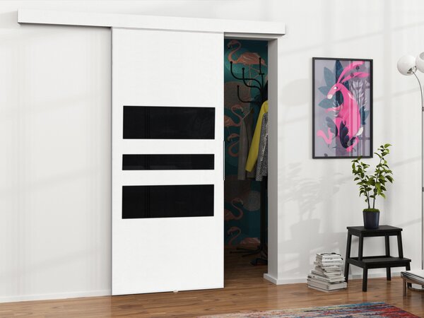 Mirjan24 Posuvné dvere Mereno I 100, Farba:: Biela / Grafit + čierny lacobel 5903211098710